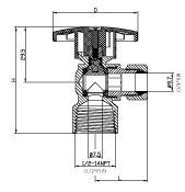 Valve d'angle en laiton sans plomb avec noix d'emballage SS en cuivre en filetage
