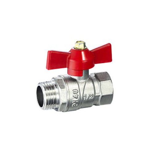 SS 3/4 soupape à bille en laiton mâle et femelle fileté avec siège en PTFE vierge et tige étanche