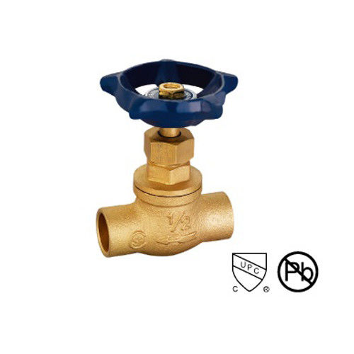 3/8 "-3/4" Les extrémités de soudure connectent la vanne d'arrêt en laiton directement à travers le type du siège et du disque